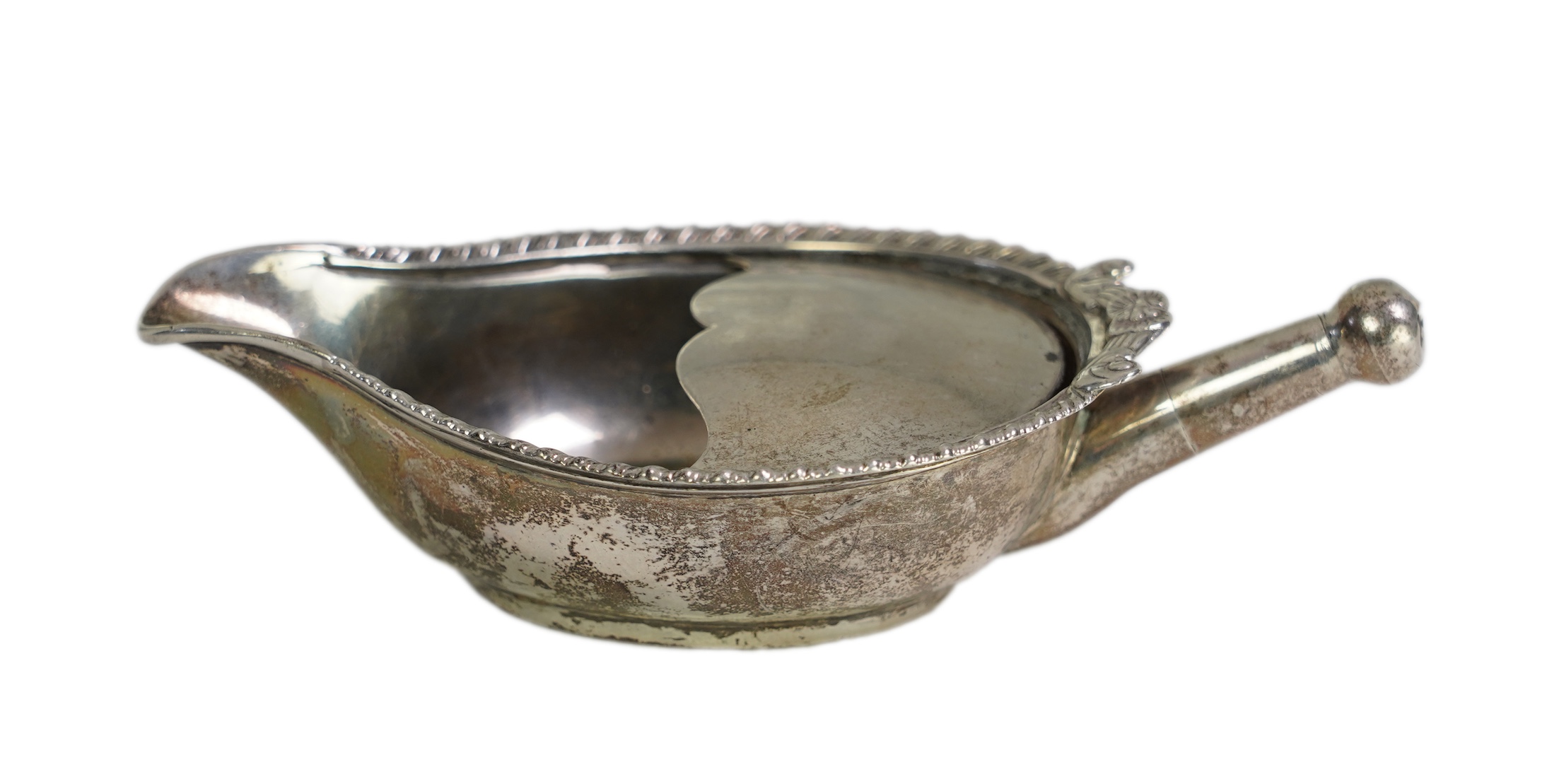 A 19th century Indian Colonial white metal pap boat, by Hamilton & Co of Calcutta
